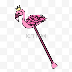 粉色手绘卡通动物图片_卡通粉色天鹅魔法棒