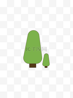 25d插画树图片_扁平化绿色植物树元素设计
