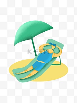 太阳伞图片_沙滩椅男人