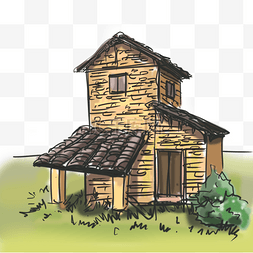 青砖绿瓦房图片_房屋房子卡通风格手绘