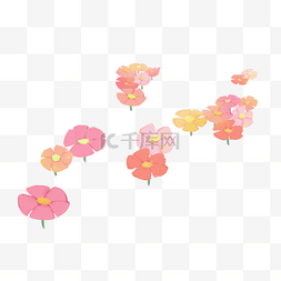 小清新粉色的图片_卡通手绘花丛野花