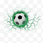 绿色裂缝穿透而过的足球