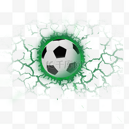 地缝图片_绿色裂缝穿透而过的足球