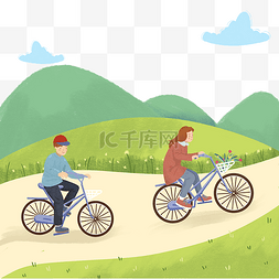 骑自行图片_郊游春光自行车骑行春天风景PNG