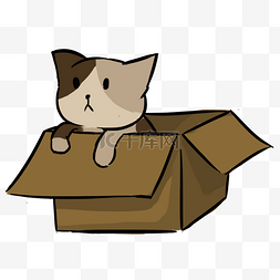 立体灰色图片_灰色手绘小猫盒子
