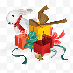 圣诞节活动图片_圣诞节礼物和兔子