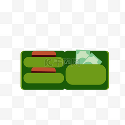 绿色钱包卡包卡通元素