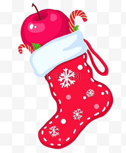 红色的圣诞袜和平安果