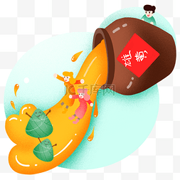 传统美食插画粽子图片_端午节雄黄酒粽子插画