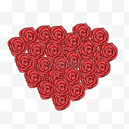 心形温馨图片_520情人节手绘心形玫瑰花图案