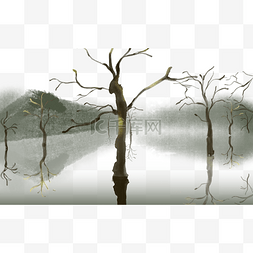 伫立水中树木
