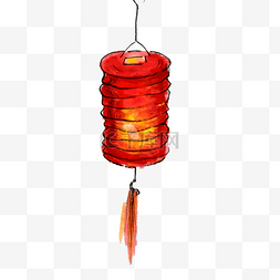 免费国画PSD分层素材图片_中国红过年春节灯笼PNG装饰