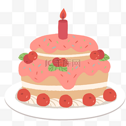 清新生日蛋糕图片_生日蛋糕甜品插画