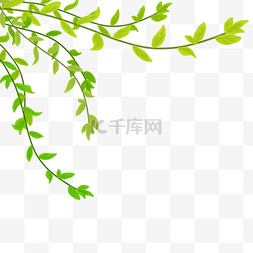 清新一夏中国风图片_春夏大树树叶绿色手绘插画psd