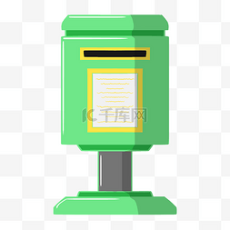 邮筒图片_绿色的手绘邮筒插画