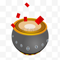 红色的大鼓图片_手绘黑色的大鼓插画