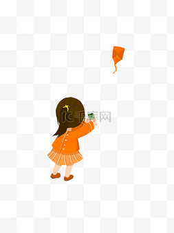 放风筝游戏图片_放风筝的小女孩卡通元素