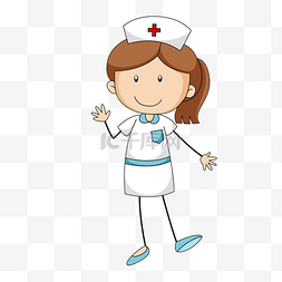 白色裙子的卡通护士免抠图