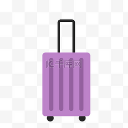简约手绘紫色的行李箱插画海报免