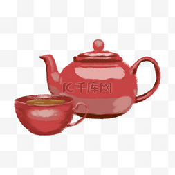 红茶壶图片_现代红釉茶具