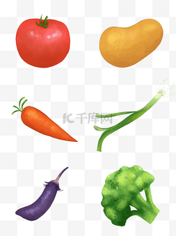 果蔬套图手绘蔬菜果实简约蔬菜元