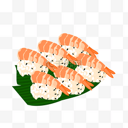 日本料理海报素材图片_卡通免扣饭团虾肉