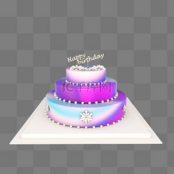 蛋糕happy图片_C4D立体镜面梦幻星际蛋糕