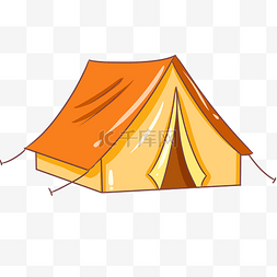 郊游插画图片_旅游黄色的帐篷手绘插画