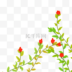 春夏前景花叶草植物手绘插画psd