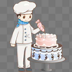 厨师做蛋糕图片_甜点师做蛋糕插画