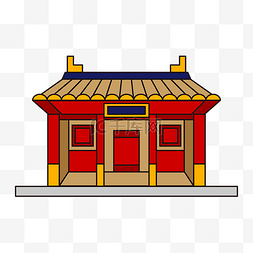 卡通古代卡通图片_矢量图中国风红色建筑