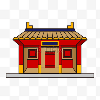 矢量图中国风红色建筑