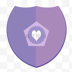 矢量紫色桃心盾牌