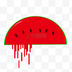 手绘创意西瓜汁图片_手绘红色的西瓜免抠图
