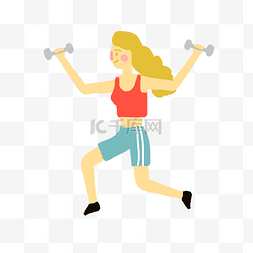 跑步健身的女孩图片_练哑铃健身运动的女孩