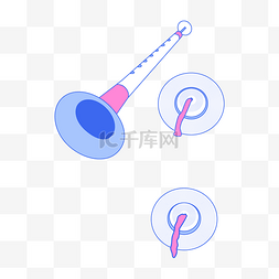 矢量扁平简约清新乐器唢呐铜锣描