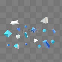三角锥图片_C4D蓝白色方形锥形漂浮颗粒素材