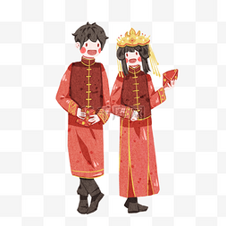 中式服装婚礼插画