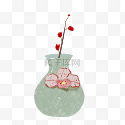 日式花瓶图片_手绘插画风格小花瓶