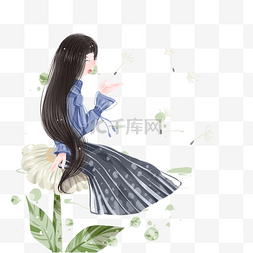 手绘惊蛰女孩图片_手绘惊蛰节日插画