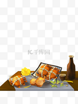中秋节中秋吃大闸蟹元素设计
