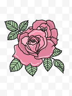 手绘花卉玫瑰红色植物卡通元素