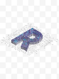 2.5D科技化R英文数字设计元素