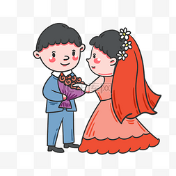 情侣结婚图片_手绘卡通矢量情人节情侣结婚