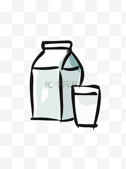 食物元素手绘可爱卡通牛奶