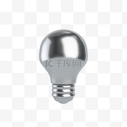 平面配图图片_C4D银色金属质感立体灯泡