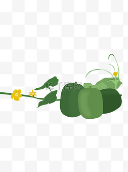 插画水果蔬菜图片_绿色蔬菜psd手绘冬瓜元素