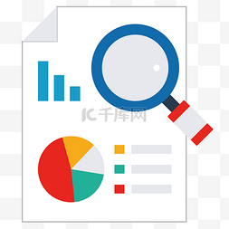 柱状分析图片_分析图表和放大镜插画