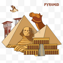 埃及神兽图片_城市地标埃及开罗金字塔