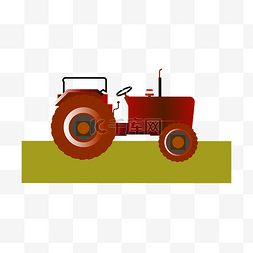 农场卡通图标图片_矢量手绘卡通红色拖拉机